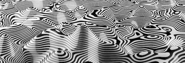 Fond de lignes abstraites. Conception de vague de fond abstrait d'art optique noir et blanc