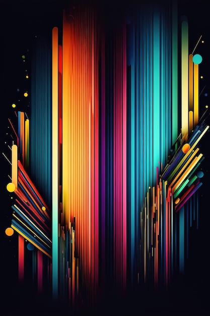 Fond de lignes colorées abstraites avec profondeur et couleurs vibrantes
