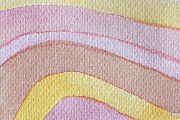 fond de lignes peintes à la main abstraite aquarelle rose et jaune