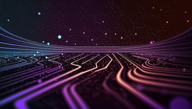 fond de lignes de technologie futuriste avec cyberespace à effet de lumière