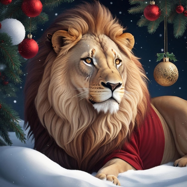 fond de lion de Noël