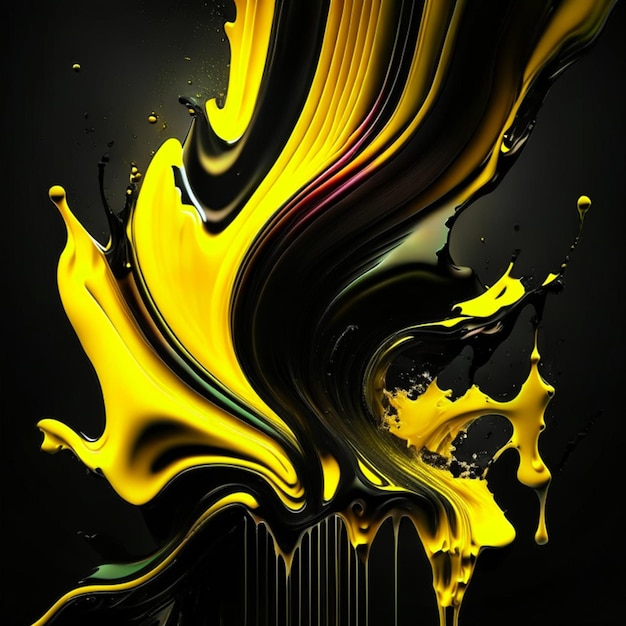 fond liquide abstrait jaune ou motif de marbre liquide jaune