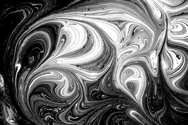 Fond liquide de marbre abstrait noir et blanc.