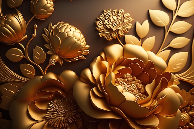 Fond de lotus d'or de luxeBelle impression pour votre décor et votre design Generative ai