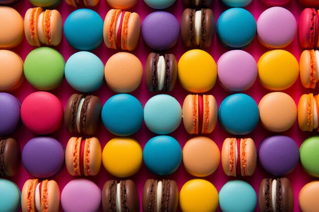 Fond de macarons colorés Belle image d'illustration AI générative