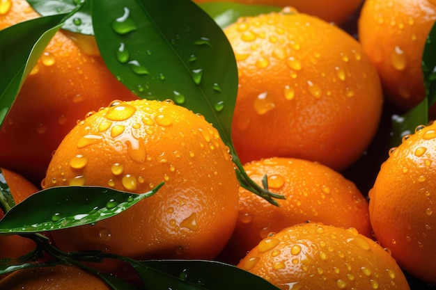 fond de mandarines fraîches avec goutte d'eau