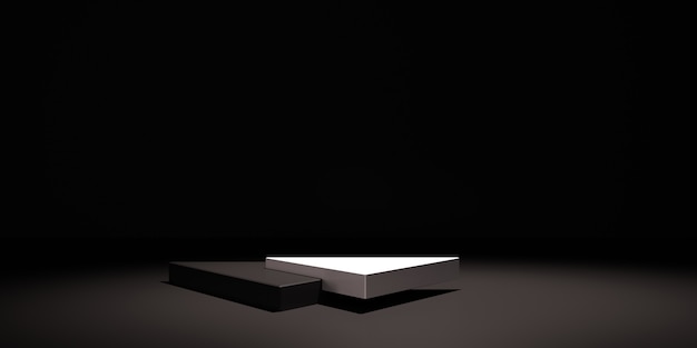 Fond de maquette 3D, fond noir et blanc avec podium pour le produit.