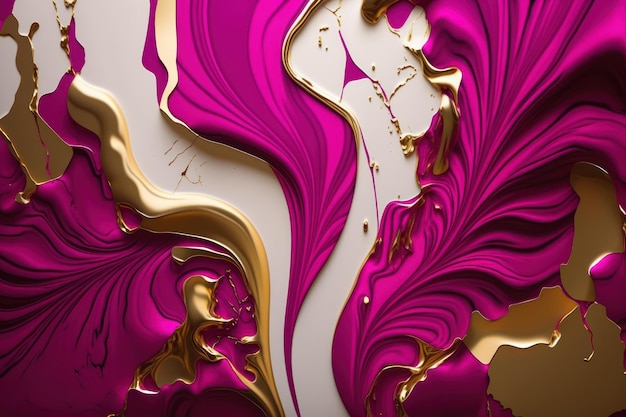 Fond de marbre abstrait avec veine d'or couleur tendance viva magenta