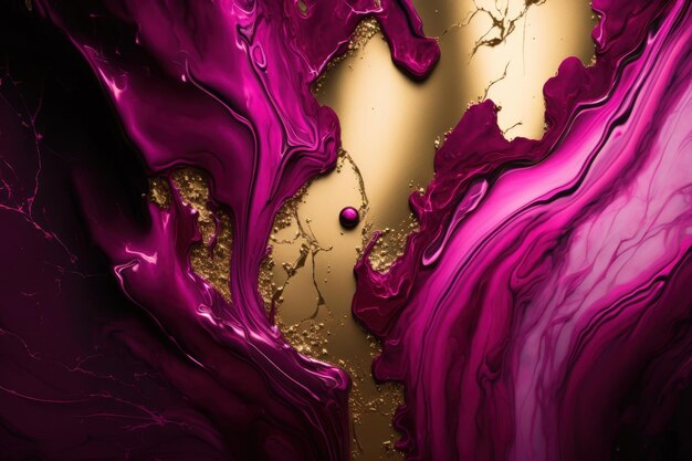 Fond de marbre abstrait avec veine d'or couleur tendance viva magenta