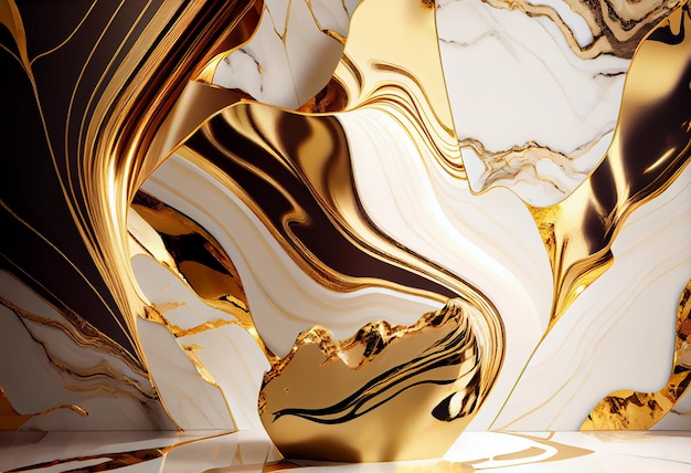 Fond en marbre doré riche papier peint fond en marbre or dans le style d'émulsion liquide