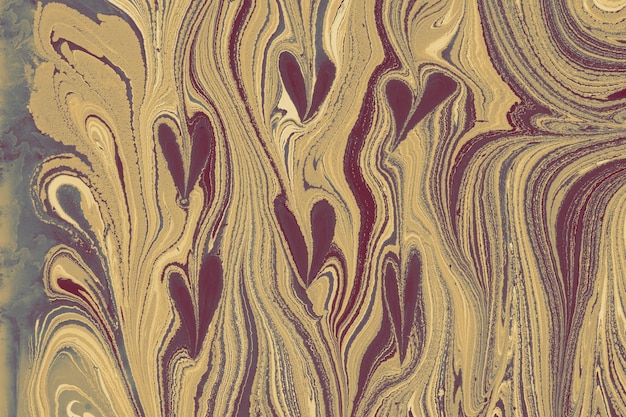 Fond marbré Ebru avec forme de coeur Art unique Marbrure liquide