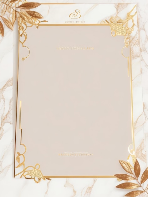 Photo fond de marbre luxueux pour un cadre de carte d'invitation élégant design cadre de fleur d'or pastel