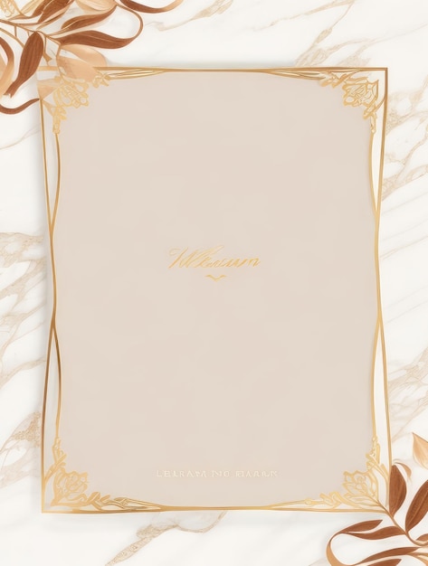 Photo fond de marbre luxueux pour un cadre de carte d'invitation élégant design cadre de fleur d'or pastel