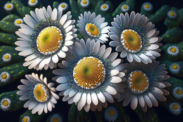 Fond de marguerite blanche belle fleur naturelle décoration de camomille carte d'été AI générative