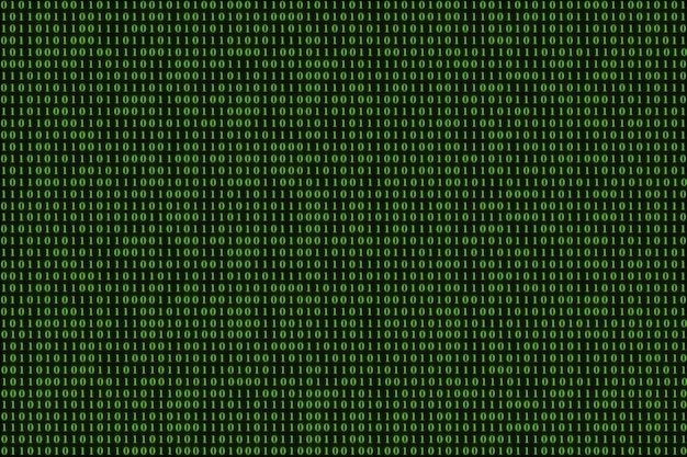 Fond de matrice verte de nombres binaires Matrice de données informatiques Vert et bleu brillant fond de nombres un et zéro