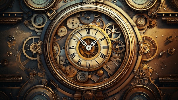 Fond de mécanisme d'horlogerie Steampunk