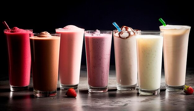 Fond avec des milkshakes sur la table