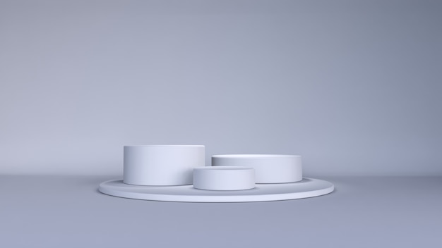 Fond minimal, maquette de scène avec podium pour l'affichage du produit. Rendu 3D