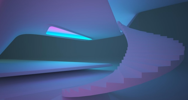 Fond minimaliste architectural abstrait Spectacle laser dans le spectre ultraviolet Moderne