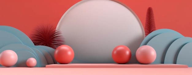 Photo fond minimaliste dans un style 3d avec des boules ornées