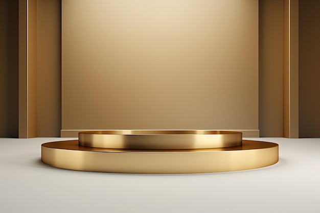 fond minimaliste avec podium doré dans le style rétro avec de l'espace vide autour