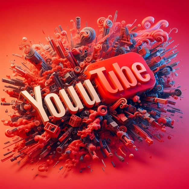 fond monocolore créatif logo texte rouge époustouflant de YouTube pour une image de marque à la mode et audacieuse