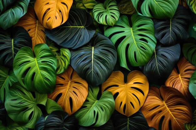 Photo fond de monstera aux feuilles vertes