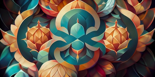 Fond de motif coloré d'œuvres d'art de Mandala. Illustration numérique