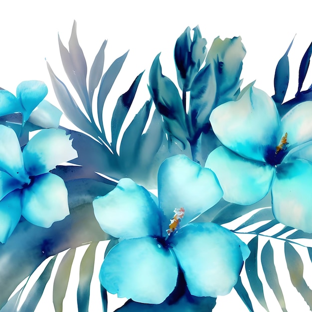 fond de motif de fleur bleue aquarelle généré par ai