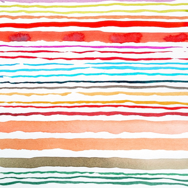 Fond de motif de lignes aquarelles abstraites Coups de pinceau peints à l'aquarelle colorée sur blanc