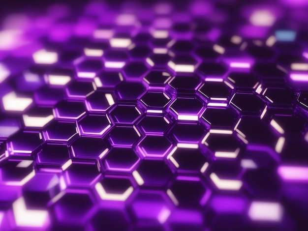 Fond à motifs hexagonaux néon violet brillant