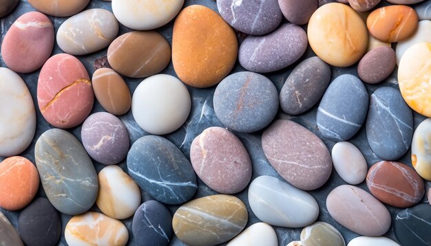 Un fond multicolore fabriqué à partir de galets de mer lisses