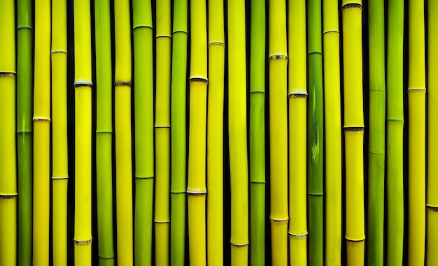 Fond de mur de bambou vert gros plan de la texture du mur de bambou vert