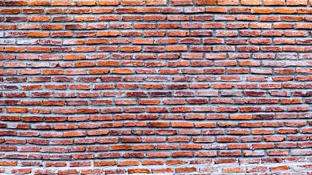 Fond de mur de brique rouge. Mur de briques vintage brun rouge avec une structure minable. fond de mur de brique large horizontal. texture de mur blanc de brique rouge grungy. façade de maison rétro.