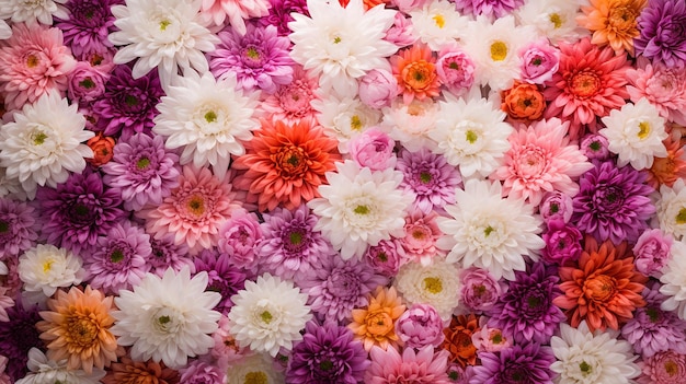 fond de mur de fleurs avec incroyable rouge orange rose violet blanc
