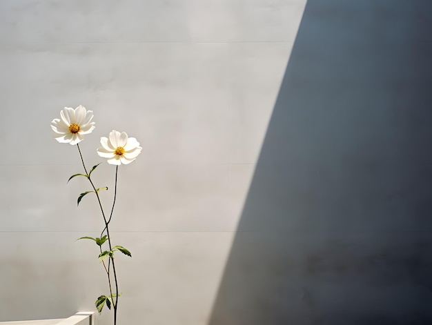 fond de mur plat avec des fleurs sur le côté