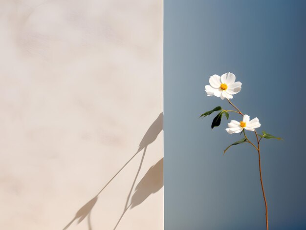 fond de mur plat avec des fleurs sur le côté