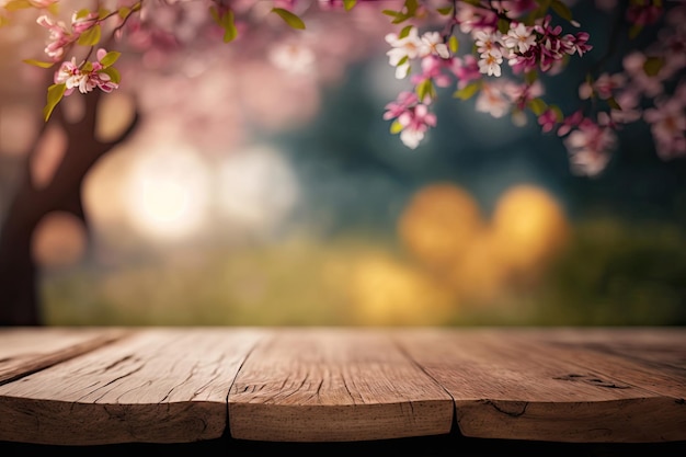 Fond de nature et bois de table pour l'affichage du produit