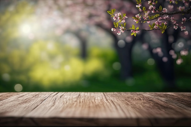 Fond de nature et bois de table pour l'affichage du produit