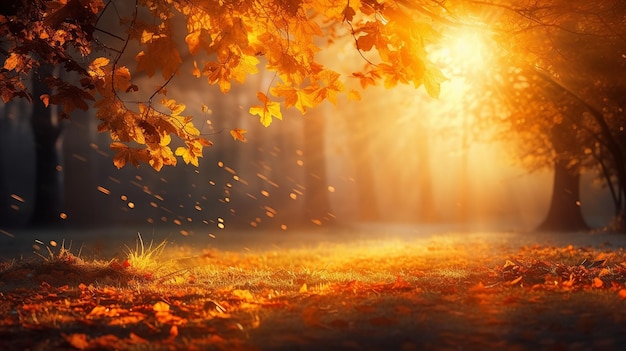 fond de nature ensoleillée automne art avec la lumière du soleil
