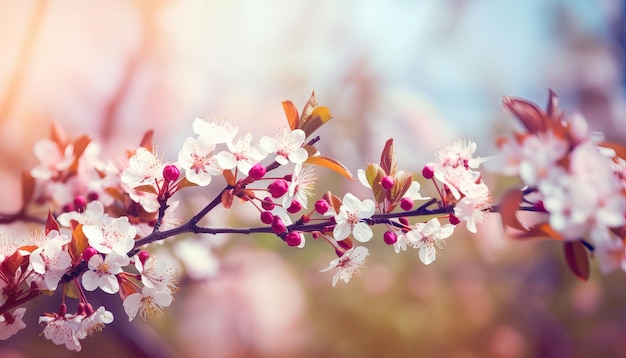 Fond de nature avec des fleurs épanouies au printemps Generative ai