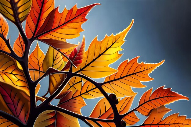 Fond naturel d'automne abstrait avec des feuilles d'érable jaunes