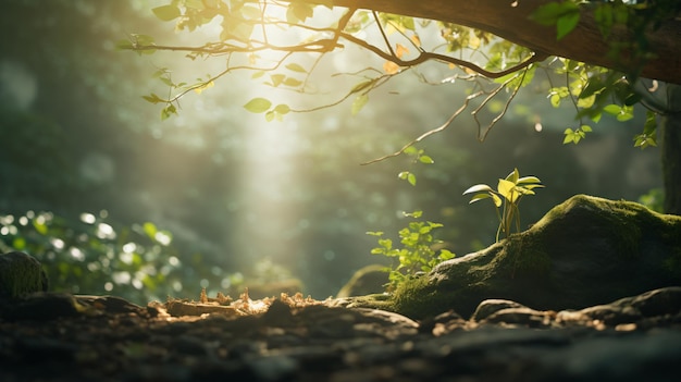 Fond naturel avec une belle lumière diffuse et de la verdure