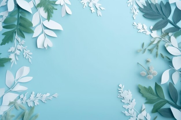 Fond naturel avec des feuilles et des fleurs Illustration AI GenerativexA