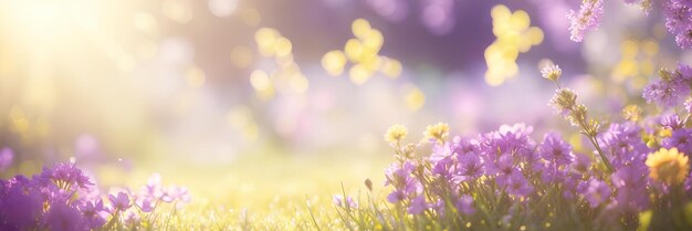 Fond naturel herbe fraîche avec des fleurs AI