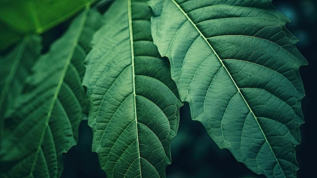 Fond naturel avec texture un gros plan de feuille verte