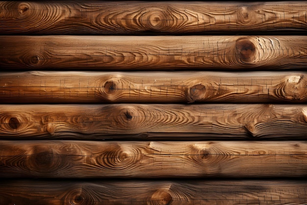 Fond naturel de texture de mur de bûche de bois brun en bois