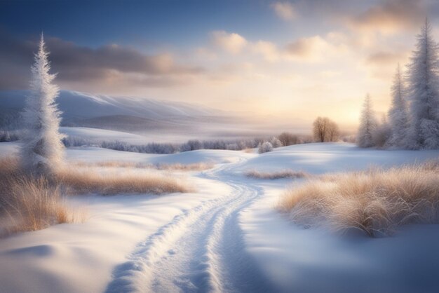 Fond de neige et arbre