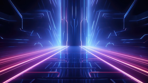 Fond néon vide futuriste Lignes de haute technologie studio produit futur concept de cyberespace