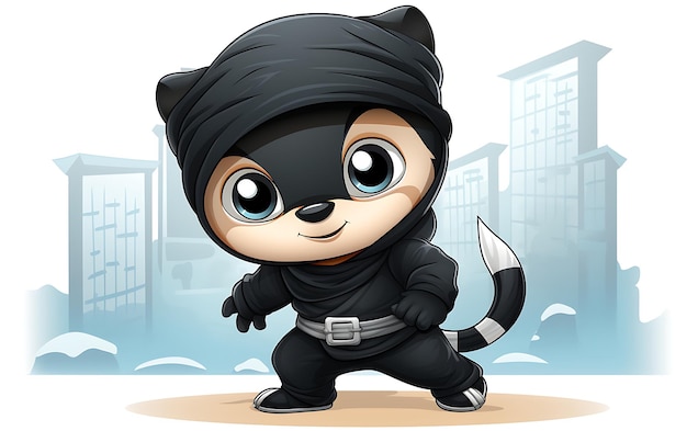 Fond ninja animal mignon et drôle avec espace de copie pour le texte